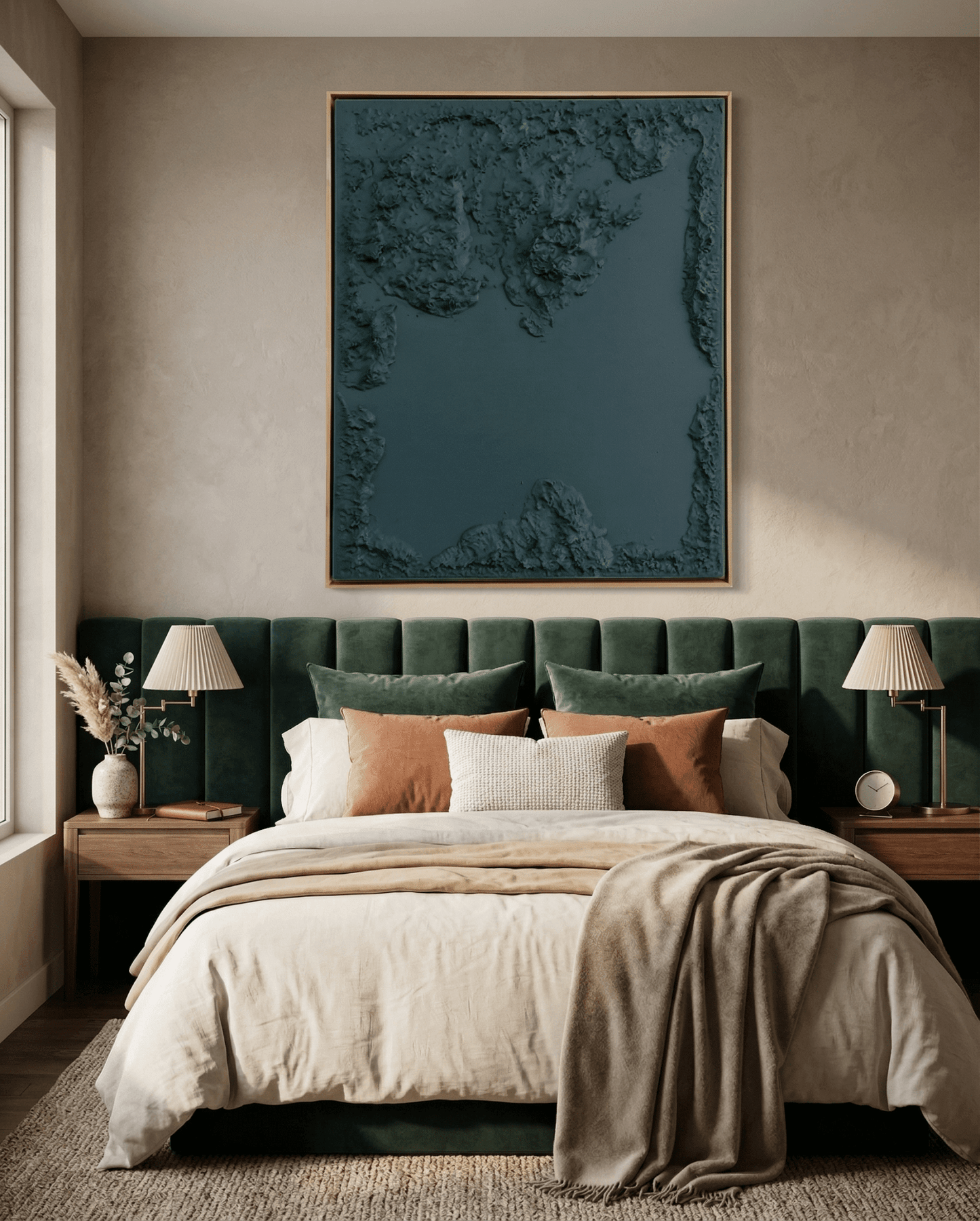 Emerald Textured Landscape Wall Art – Modern 3D Abstract Nature Decor - Arte de Amaris