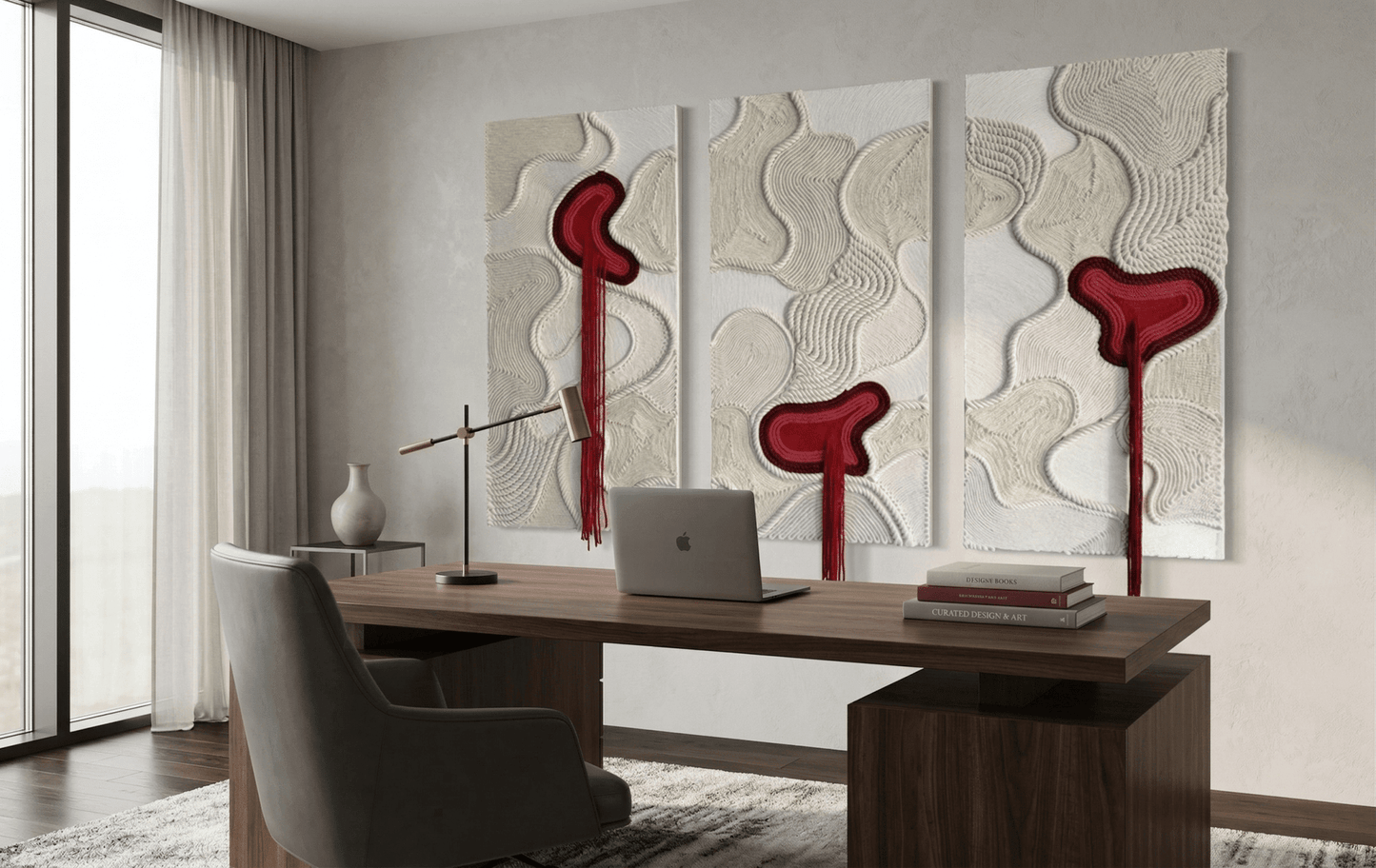 Between The Knots - Textured Abstract Wall Art Set of 3 - Arte de Amaris