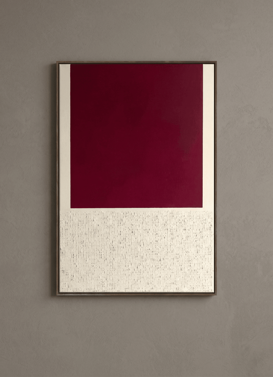 Crimson Balance | Minimalist Red Abstract Wall Art - Arte de Amaris