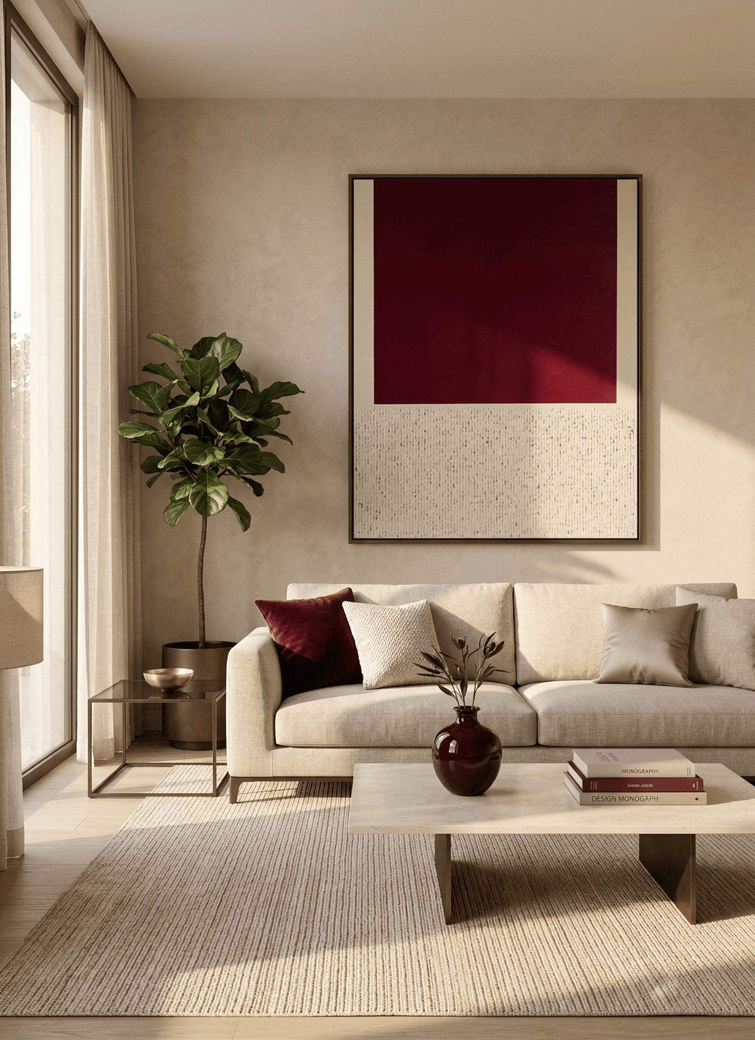 Crimson Balance | Minimalist Red Abstract Wall Art - Arte de Amaris