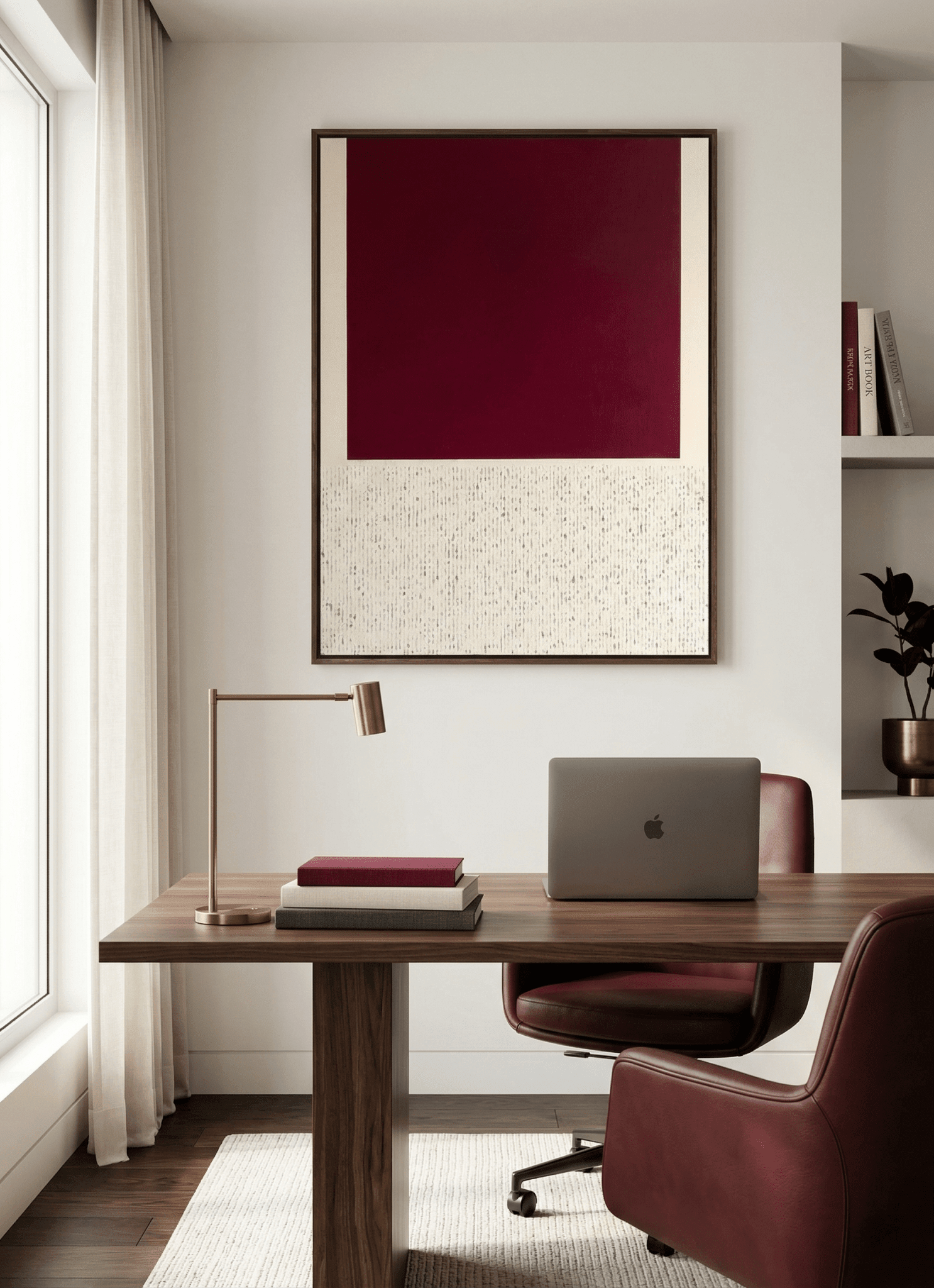 Crimson Balance | Minimalist Red Abstract Wall Art - Arte de Amaris
