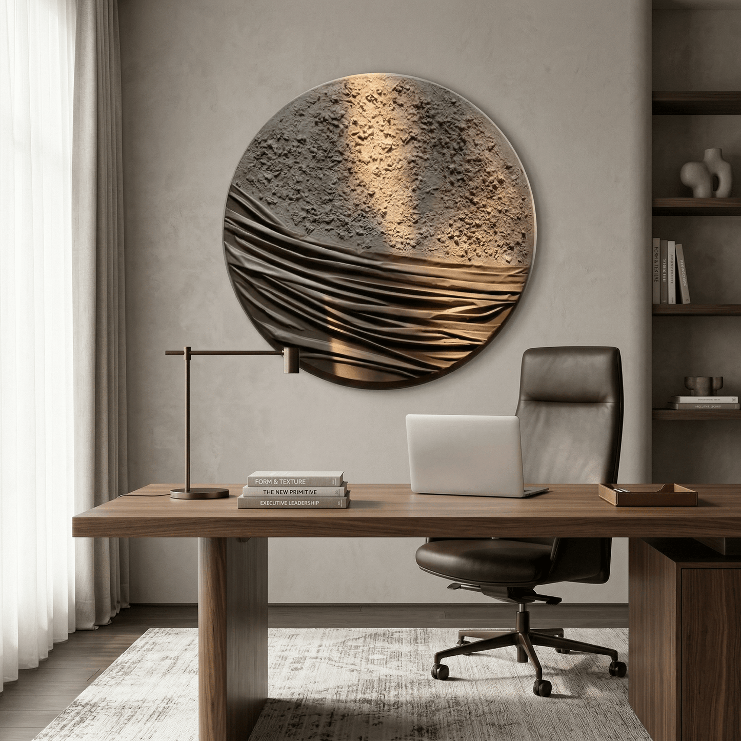 Desert Moon | Circular Textured Abstract Wall Art - Arte de Amaris
