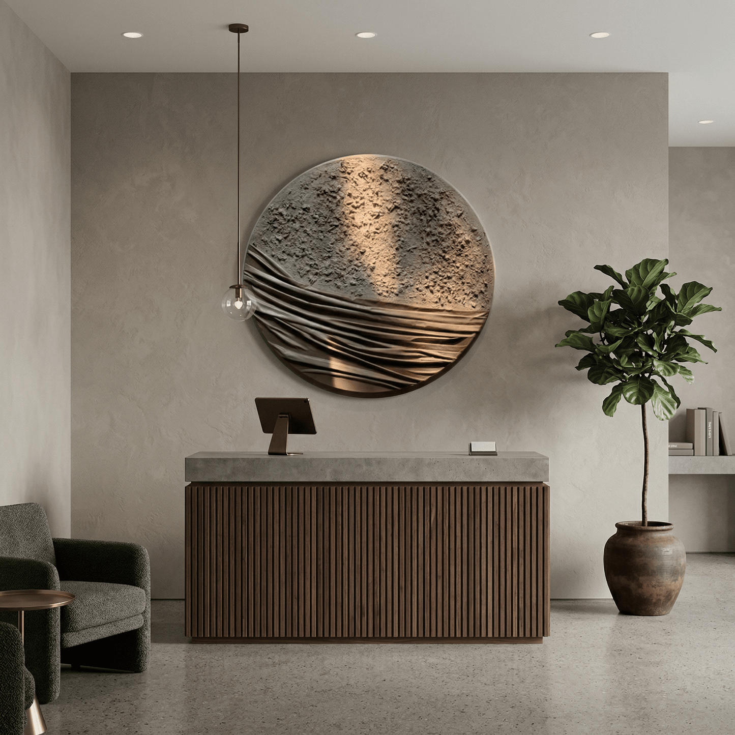 Desert Moon | Circular Textured Abstract Wall Art - Arte de Amaris