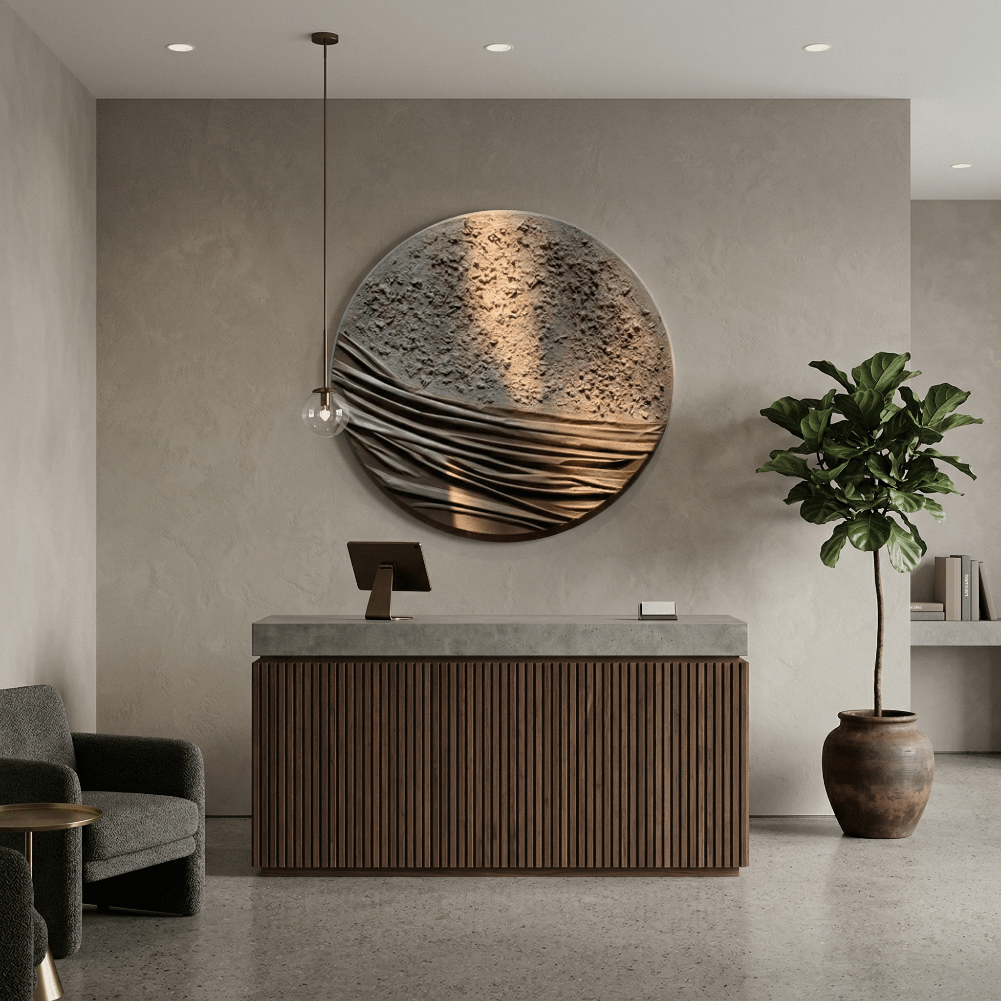 Desert Moon | Circular Textured Abstract Wall Art - Arte de Amaris
