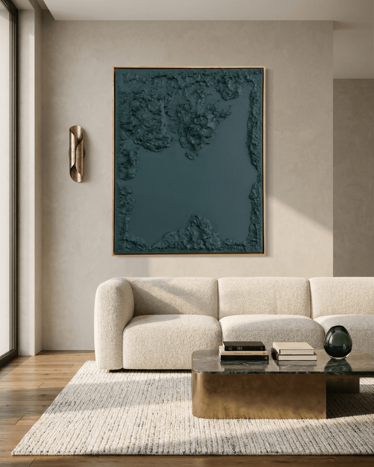 Emerald Textured Landscape Wall Art – Modern 3D Abstract Nature Decor - Arte de Amaris