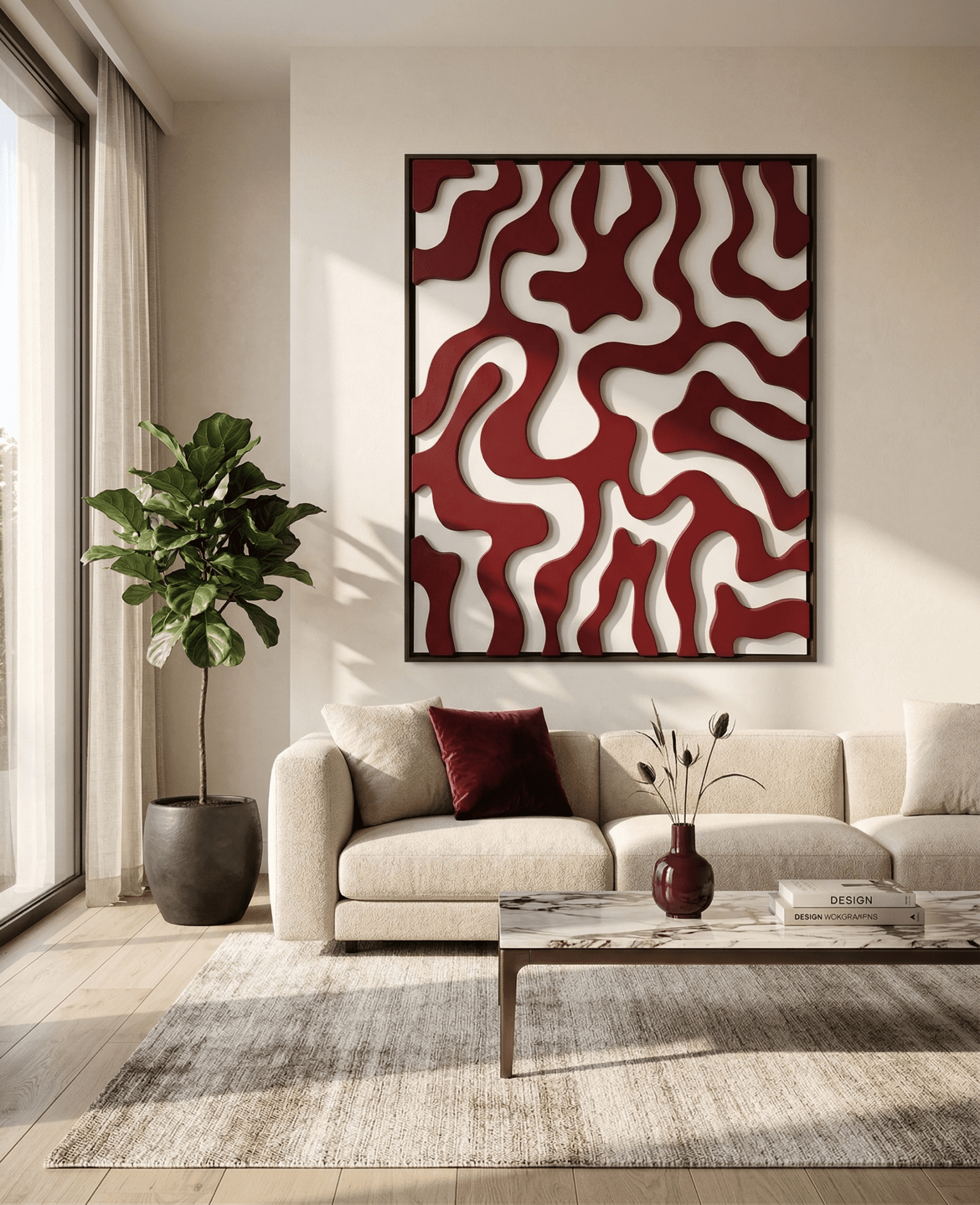 Fluid Red - Sculptural Abstract Wall Decor - Arte de Amaris