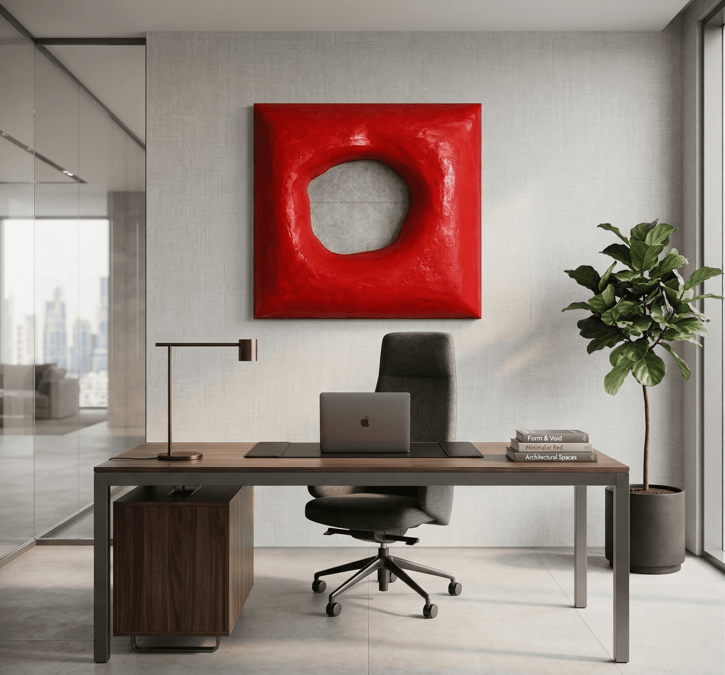 Scarlet Void | Red Sculptural Abstract Wall Art - Arte de Amaris